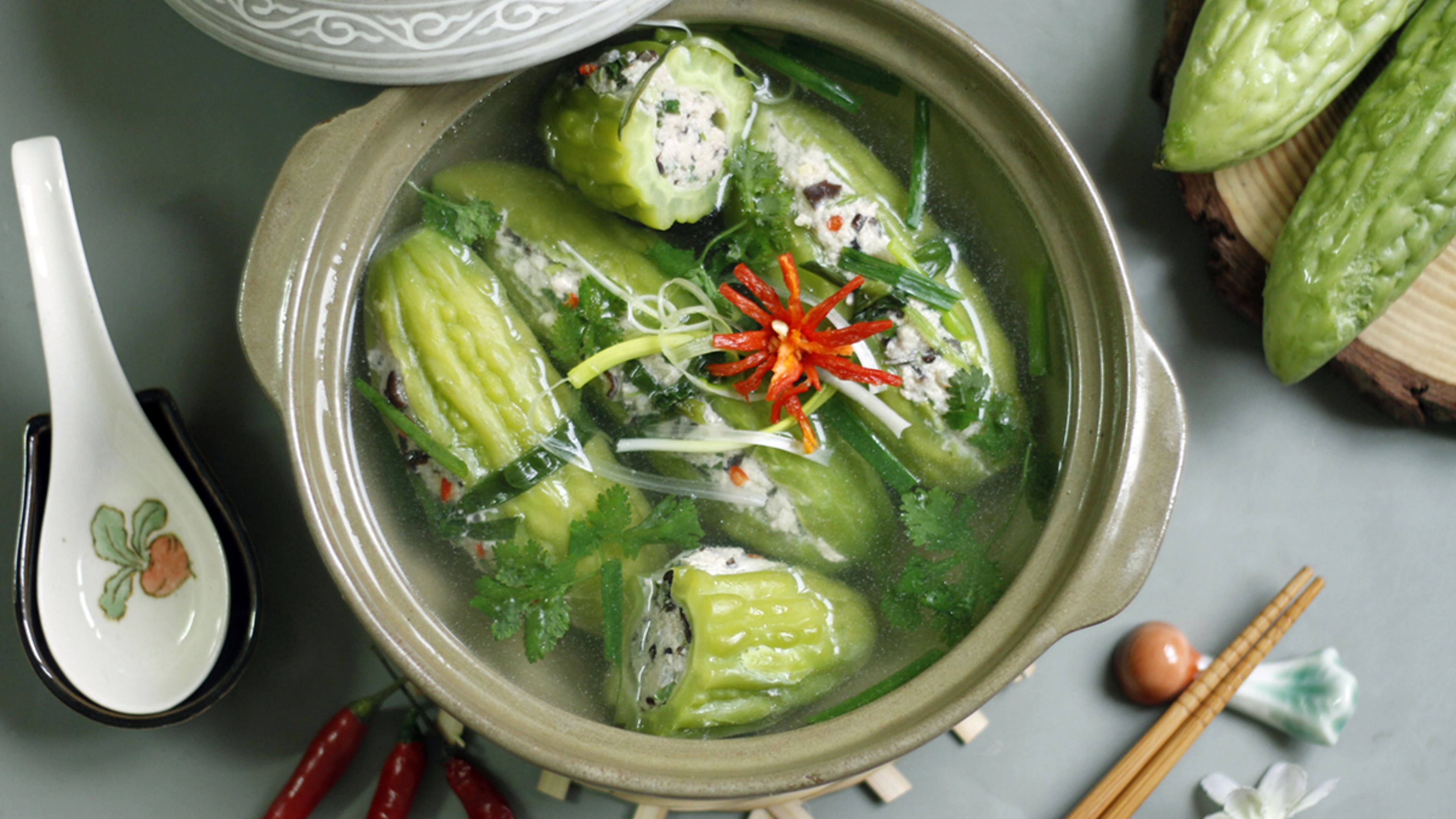 Vietnamese lunar New Year Food - canh kho qua (bitter melon soup)